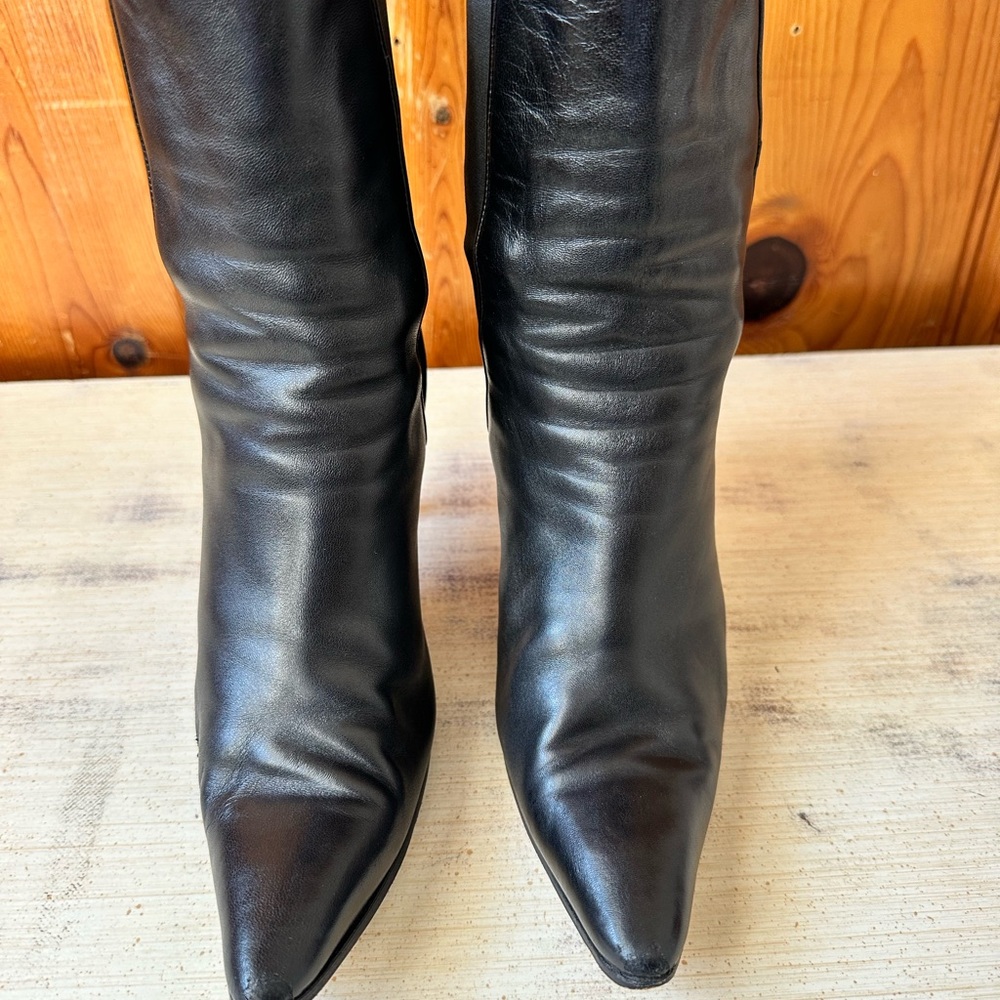 Manolo Blahnik Black Leather Heeled Boots